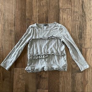 Heather Grey Long Sleeve Ruffle Tee